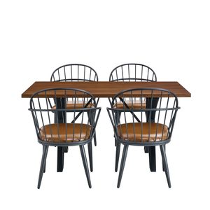 Set da pranzo marrone per interni con gambe in metallo imbottite (set da 4) - Product Image 4
