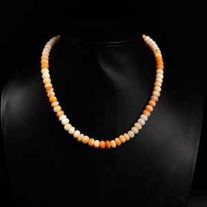 Collar de cuentas de ópalo naranja natural con tonalidades de caramelo, de 7-9 mm, ajustable, joyería de piedras preciosas para hombres y mujeres, precio al por mayor. - Product Image 3