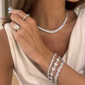 Bracelet tennis en or massif véritable 14k 18k, 20 carats, avec diamants de laboratoire à taille mixte, serti à griffes, formes multiples, bijoux de mariage pour femme - Product Image 2