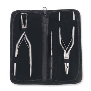 Kit d'outils exclusif personnalisable pour extensions capillaires noires à usage professionnel en salon, pinces en acier inoxydable, outils OEM pour perles de perruque et extensions Slink - Product Image 1
