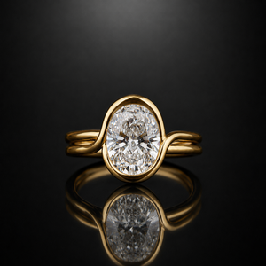 Bague de fiançailles solitaire sertie de diamants de laboratoire ovales de 4 carats, en or jaune 14K ou 18K, pour femmes - Product Image 1
