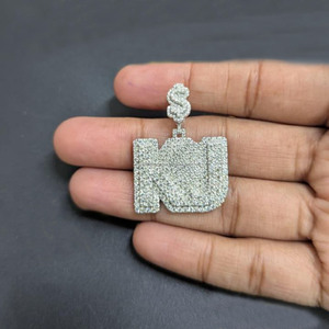 Fully Iced Out Style Custom Moissanite Diamond <b>Initial</b> <b>Pendant</b> Birthday Party Gifts for Mens 925 Sterling <b>Silver</b> Hip Hop Jewelry - Product Image 4