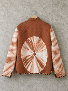 Abrigo Reversible con Capucha, Acolchado con Diseño de Puntos, 100% Algodón Orgánico, Cuello Alto, Manga Larga, para Todas las Temporadas, Cálido e Informal para Mujer - Product Image 6