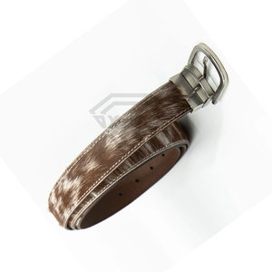 Cinturón de Cuero de Pelo de Vaca, Fabricante de Ropa, Estilo Occidental Personalizado, Correa de Cintura de Lujo Marrón y Blanca - Product Image 5