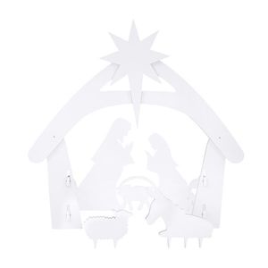 Decorazione Natalizia da Giardino in PVC Bianco con Scena della Natività di Gesù 116x53x118cm - Product Image 1