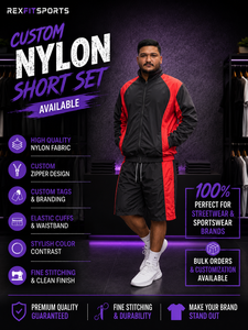 REXFIT SPORTS 2026 Ensemble court personnalisé en nylon pour homme, vêtements de sport légers, survêtement deux pièces, veste et short, streetwear - Product Image 1
