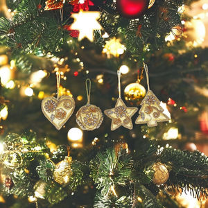 High Quality Chic Handmade 'Joy' Heart-Shaped Embroidered Beaded Festive Tree Hanging Baubles <b>Ornament</b> Environment-Friendly - Product Image 2