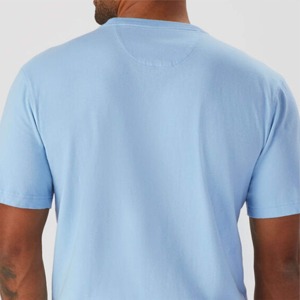 Camiseta de Algodón Azul Claro para Hombre, Corte Regular, Cuello Redondo, Manga Corta, Informal, Color Sólido, Tejido de Punto Liso - Product Image 6