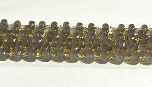 Cadena de cuentas de piedras preciosas grises naturales de 8 mm, cadena de rosario envuelta en alambre chapado en oro, suministros para hacer joyas DIY - Product Image 6