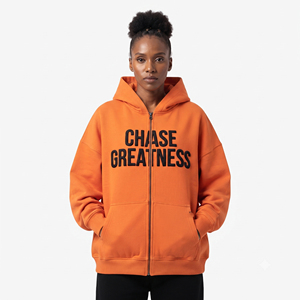 Ladies <b>Zipper</b> Puff Printed Hoodie Polyester/Cotton Fleece Breathable Eco-Friendly Quick Dry Winter Casual Wear Streetwear Long - Product Image 1