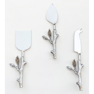 Ensemble de couteaux à fromage floraux de luxe en acier inoxydable 3 pièces avec des poignées élégantes en alliage de zinc, outils de service haut de gamme - Product Image 5