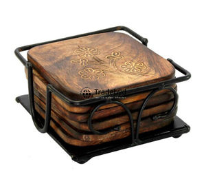 Elegante Juego de Posavasos de Madera, Cuadrados, Hechos a Mano, de 4x4 Pulgadas, Colores y Logotipo Personalizados para el Hogar, Restaurantes y Bodas, Tradebyd - Product Image 2