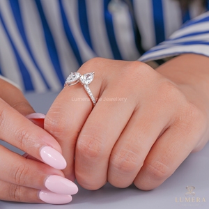 2.22CT Luxury <b>Two</b> <b>Stone</b> Pear Shape Lab Grown Diamond Engagement <b>Ring</b> Pave Bypass Toi Et Moi Wedding <b>Ring</b> For Women Fine Jewelry - Product Image 6