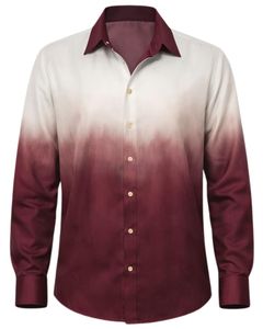 Camisa Formal para Hombre Color Borgoña Degradado, Algodón Premium, Manga Larga, Cierre de Botones, Estilo Casual Elegante, Fabricante OEM Personalizado, Suministro al por Mayor - Product Image 1
