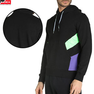Sudadera con Capucha Negra para Hombre INDEX SPORTSWEAR, Diseño de Bloques de Color y Parches, Corte Regular, Felpa Francesa, Ropa de Otoño - Product Image 4