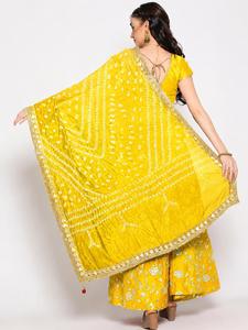Bandhani Dupatta with Lace Border Traditional Tie Dye Ethnic Dupatta for Women Wholesale - Product Image 2