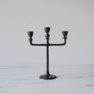 Matte <b>Black</b> Metal <b>Candelabra</b> With Three Taper Candle Holders For Home Decoration - Product Image 3