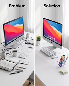 Modern Clear Acrylic Monitor <b>Stand</b> Customizable & for Ergonomic Solution for Organizing Your Desktop Boosting Productivity - Product Image 5