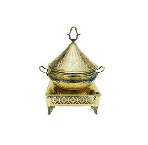 Recipiente para Buffet de Latón con Diseño Grabado para Banquetes y Hoteles, Equipo para Alimentos, Recipientes Metálicos Dorados Brillantes - Product Image 3