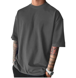 Camisetas Transpirables 100% Algodón 260 GSM de Manga Corta para Hombre, Camiseta Oversize de Corte Cuadrado, Cuello Redondo, Lisa - Product Image 1