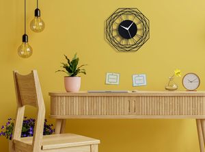 Modern Geometric Roman Numeral Wall <b>Clock</b> Black <b>Metal</b> Decorative Wall Art <b>Clock</b> Contemporary Minimalist Round <b>Clock</b> for Living - Product Image 5