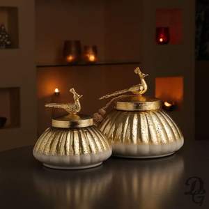 Pot à fruits secs en laiton massif de qualité supérieure, récipient de rangement décoratif pour la cuisine avec couvercle - Product Image 3