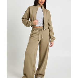 Conjunto Deportivo Personalizado con Logotipo 3D para Correr y Ciclismo, Chaqueta Corta de Felpa Francesa con Cierre y Cuello Alto, 2 Piezas - Product Image 5