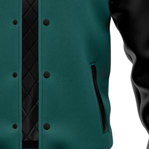 Chaqueta Varsity de Invierno Personalizable para Hombre con Cuello Alto, Lana y Bordado en Cuero - Product Image 4