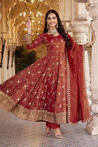 Conjunto de vestido bordado con lentejuelas Heavy Cosmos de 3 mm, con pantalón microforrado de algodón y dupatta a juego para mujer GW 6140 - Product Image 2