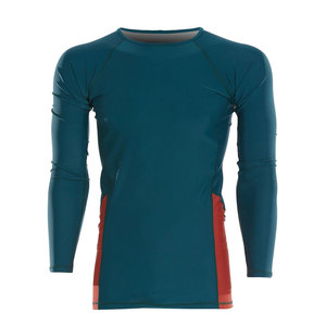 T-shirt de sport pour homme à manches longues, couleur bleu-vert et rouge, à séchage rapide, en spandex et polyester, pour adulte - Product Image 1