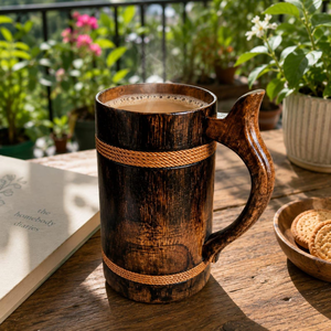 <b>Wooden</b> Beer Mug-100% Handcrafted Viking <b>Tankard</b>-Eco-Friendly Luxury-Includes Medieval Gift Sack Custom - Product Image 6