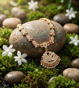 Divyoro - Gargantilla de Aleación de Cobre con Diseño de Pavo Real de Orissa, Chapada en Oro, Conjunto de Joyería Clásica para Mujer, Ideal para Bodas, Aniversarios y Compromisos - Product Image 4