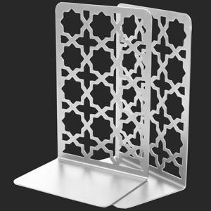 Porte-livres modernes en métal noir et blanc avec une étoile décorative élégante, conçus pour le bureau et une table élégante - Product Image 6