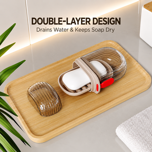 Porte-savon portable en silicone, distributeur de savon de voyage anti-fuite avec couvercle et étui de rangement avec drainage - Product Image 5
