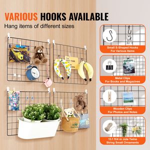 4-Packs Modern Design PC <b>Metal</b> <b>Grid</b> Wall Panels Wire Photo Picture Display Wall Storage Organizer for Home Office - Product Image 4
