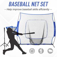 Équipement d'entraînement portable bleu, ensemble de filet de baseball 7,5x7 pieds, comprend un filet de receveur et un support de balles pour l'entraînement au frappeur, au lanceur et au batteur