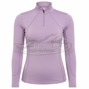 Haut de performance à manches longues pour femme, sous-vêtement d'équitation personnalisé pour l'entraînement, vêtement équestre - Product Image 1