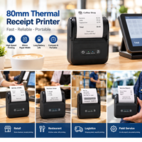 Imprimante d'étiquettes thermiques mobile 80 mm, imprimante thermique portable USB Type-C sans fil directe