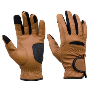 Unisex Full Finger Leather Riding Gloves Hook & Loop Closure <b>Black</b> with Purple Trim Winter Sports Use Customized Colors - Product Image 4