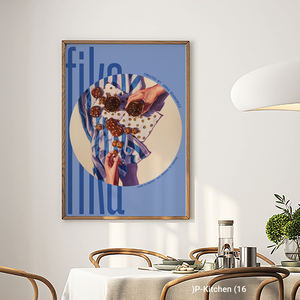 Kitchen <b>Canvas</b> Wall Art with <b>Wood</b> <b>Frame</b> Cozy Coffee Sharing Illustration Modern Cafe Decor Print for Home - Product Image 2