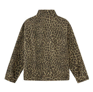 Men's Leopard Print <b>Racer</b> <b>Jacket</b> Stand Collar Zipper Closure Casual Windproof Polyester Autumn Wear Regular Fit - Product Image 2