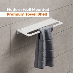 Étagère à serviettes professionnelle pour hôtel avec barre de suspension intégrée, montage mural, en acier inoxydable, pour salles de bain commerciales - Product Image 2