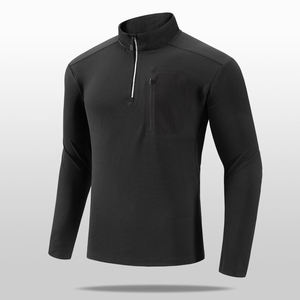 Sudadera de poliéster con cremallera de 1/4, con bolsillo, para gimnasio, correr, informal, de manga larga, para hombre - Product Image 2