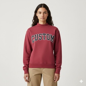 Servicio OEM, Sudadera Larga de Cuello Alto para Mujer, Personalizada, de Alta Calidad, Oversize, de Felpa, Poliéster/Algodón, Informal, para Otoño - Product Image 1