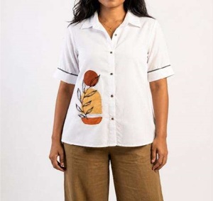 Stylish <b>Button</b> <b>Up</b> <b>Shirt</b> Premium Cotton Fabric & Regular Fit Comfortable & Lightweight <b>Shirt</b> Causal <b>Women</b> Clothing for Daily Wear - Product Image 3