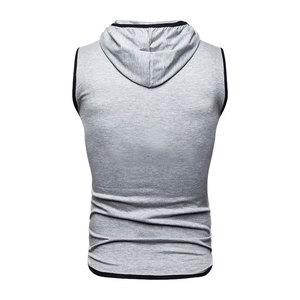 Sweat à capuche sans manches pour homme, décontracté, hiver, fermeture éclair, 100% coton molletonné, uni, avec cordon de serrage, coupe régulière, séchage rapide et écologique - Product Image 2