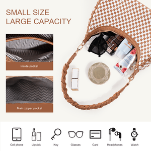 Borsa Tote da Donna in Pelle Vegana Marrone, Borsa a Spalla Intrecciata Stile Hobo alla Moda - Product Image 4