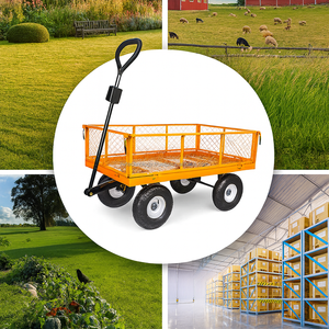 Chariot de jardin en métal de 1000 lb, chariot de jardin robuste avec côtés en treillis métallique amovibles 180 °   Poignée rotative Roues de 10 poucesODG GAR026 - Product Image 4