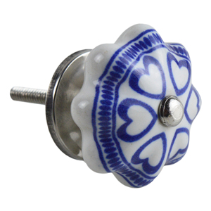 Blue and White Combo Design <b>Ceramic</b> <b>Knobs</b> Farmhouse Style Drawer Pull for Wardrobe Dresser Kitchen Cabinet - Product Image 1