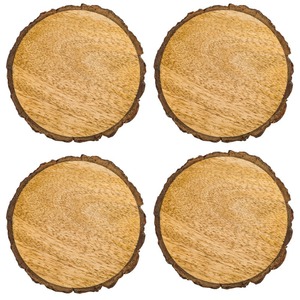 Rustic Asian Zen Natural Wood Coasters Handmade <b>Cup</b> <b>Mats</b> 33cm Diameter 8mm Thick Eco-Friendly Home Table Kitchen Decoration - Product Image 1